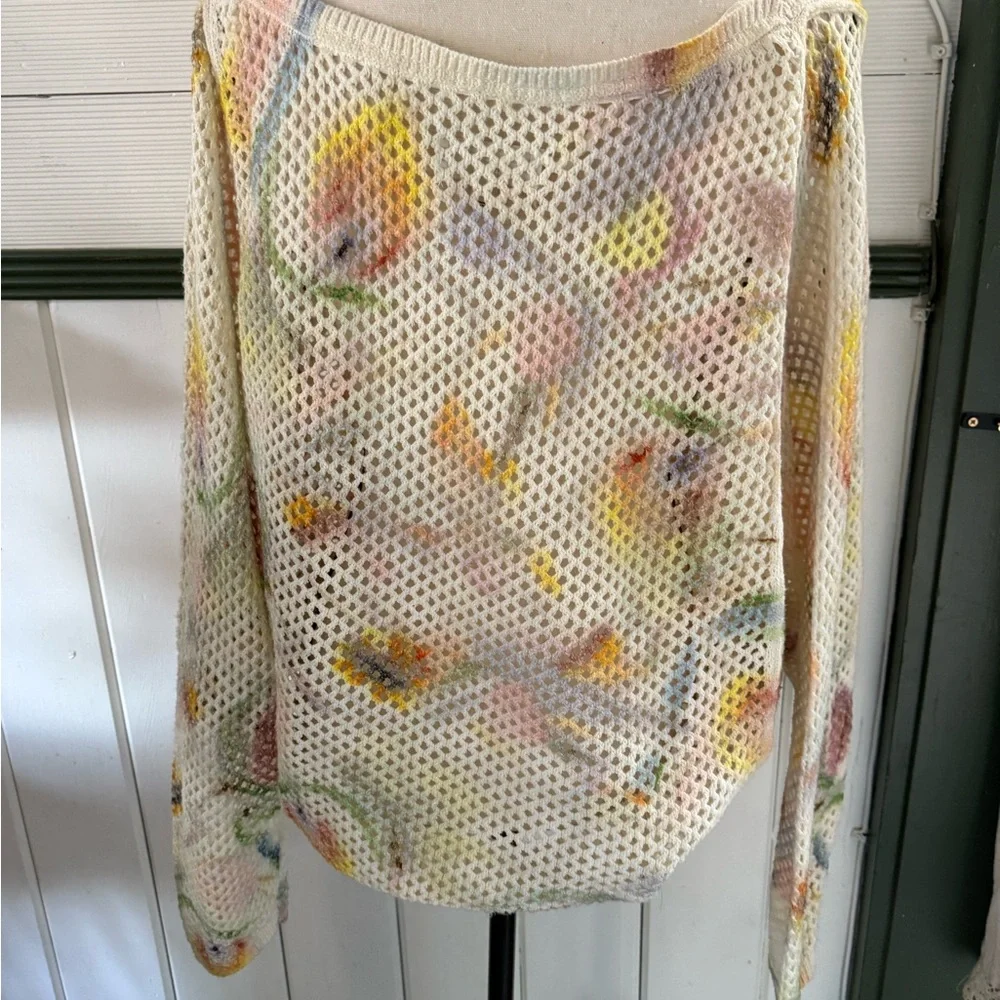 Anthropologie Klaas Jonkman Mesh-Stitch Crew-Neck Sweater
